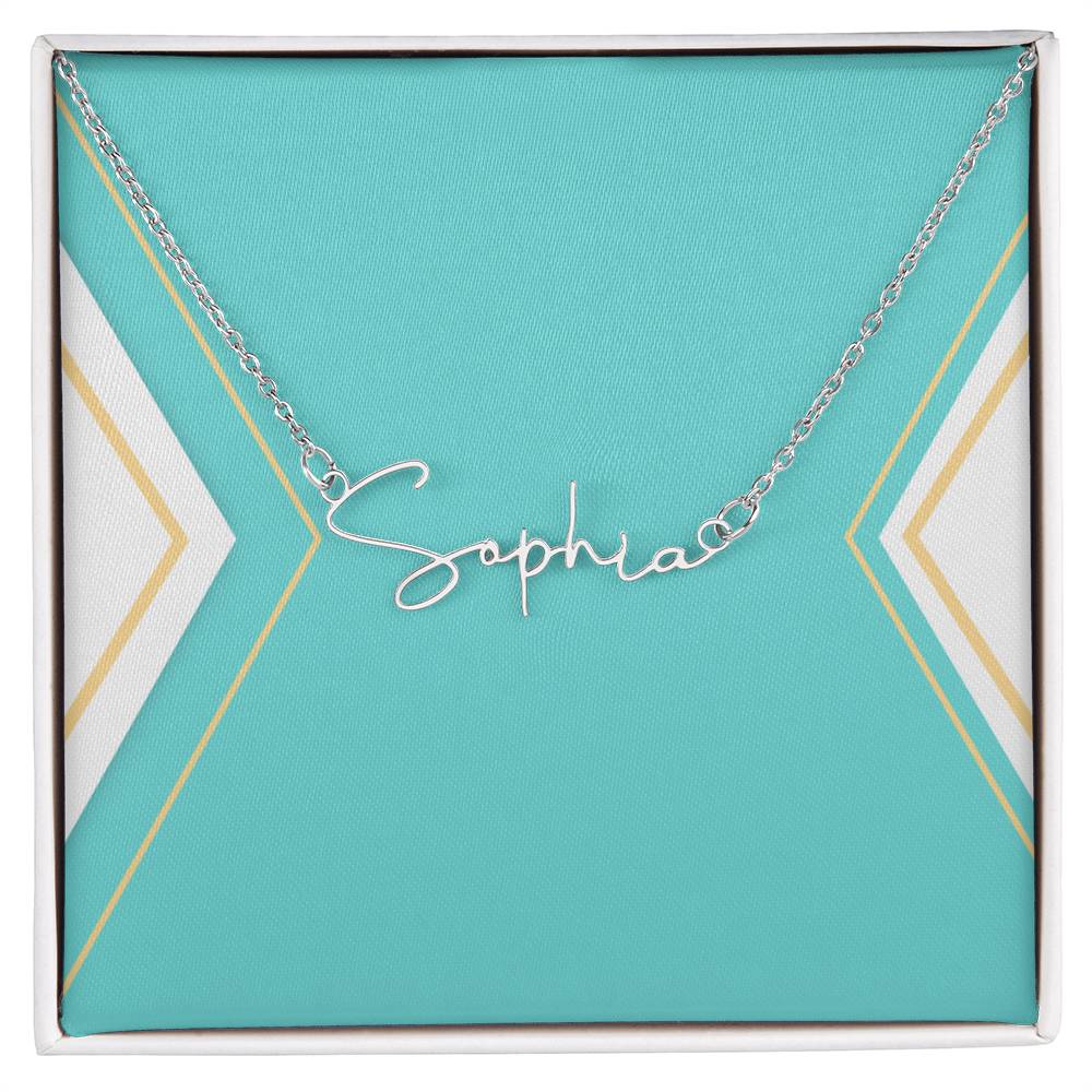 Script Name Necklace in Polished Steel or 18k Gold