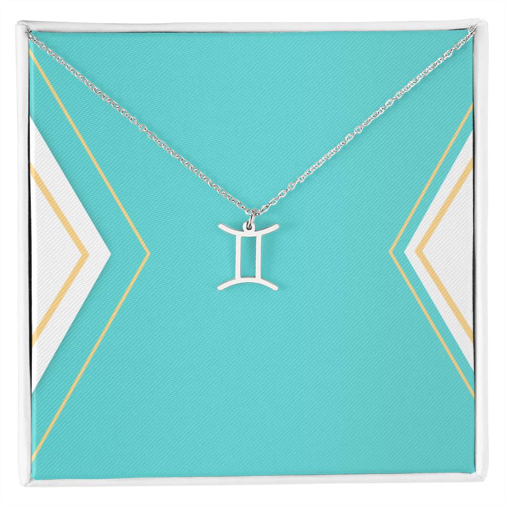 Zodiac Necklace in Polished Steel or 18K Gold Finish
