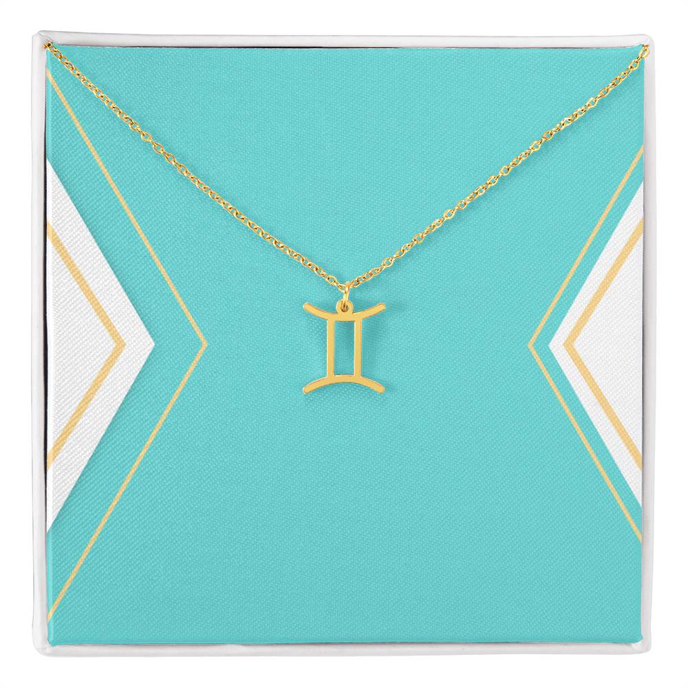 Zodiac Necklace in Polished Steel or 18K Gold Finish