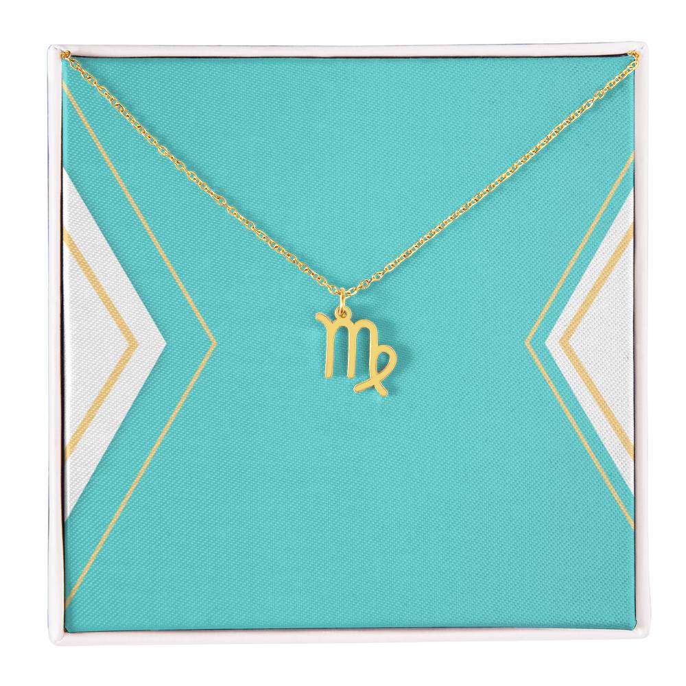 Zodiac Necklace in Polished Steel or 18K Gold Finish