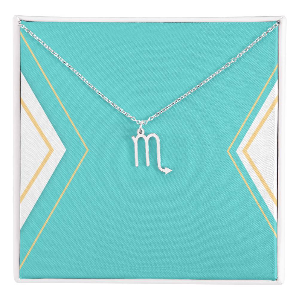 Zodiac Necklace in Polished Steel or 18K Gold Finish
