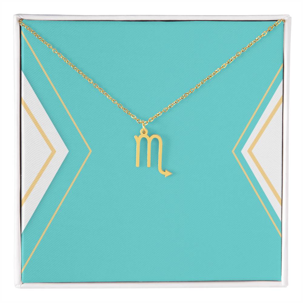Zodiac Necklace in Polished Steel or 18K Gold Finish