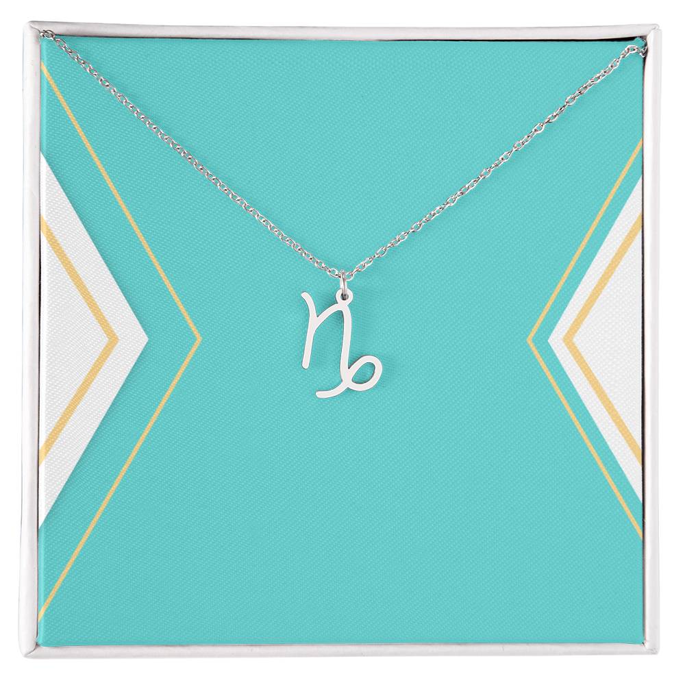 Zodiac Necklace in Polished Steel or 18K Gold Finish