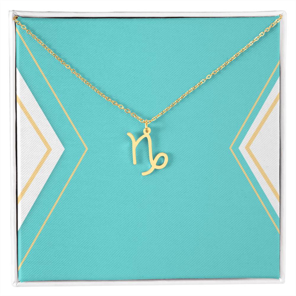 Zodiac Necklace in Polished Steel or 18K Gold Finish
