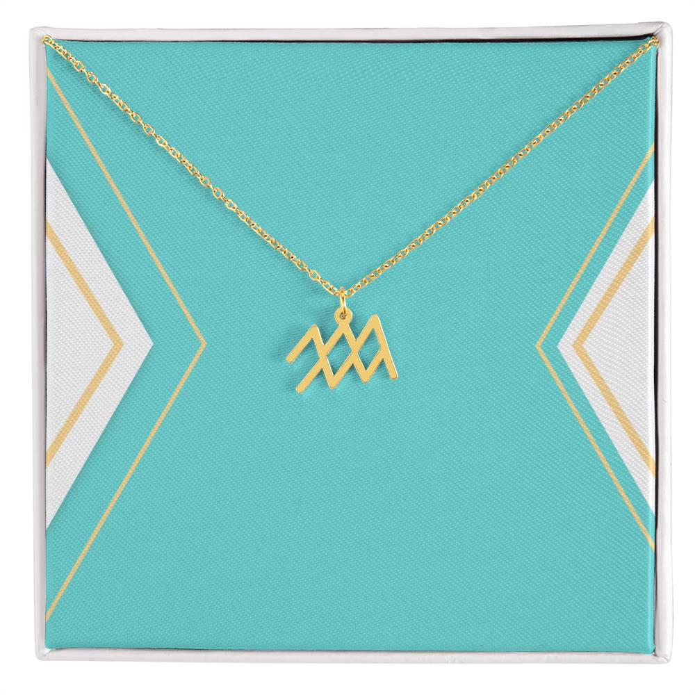 Zodiac Necklace in Polished Steel or 18K Gold Finish