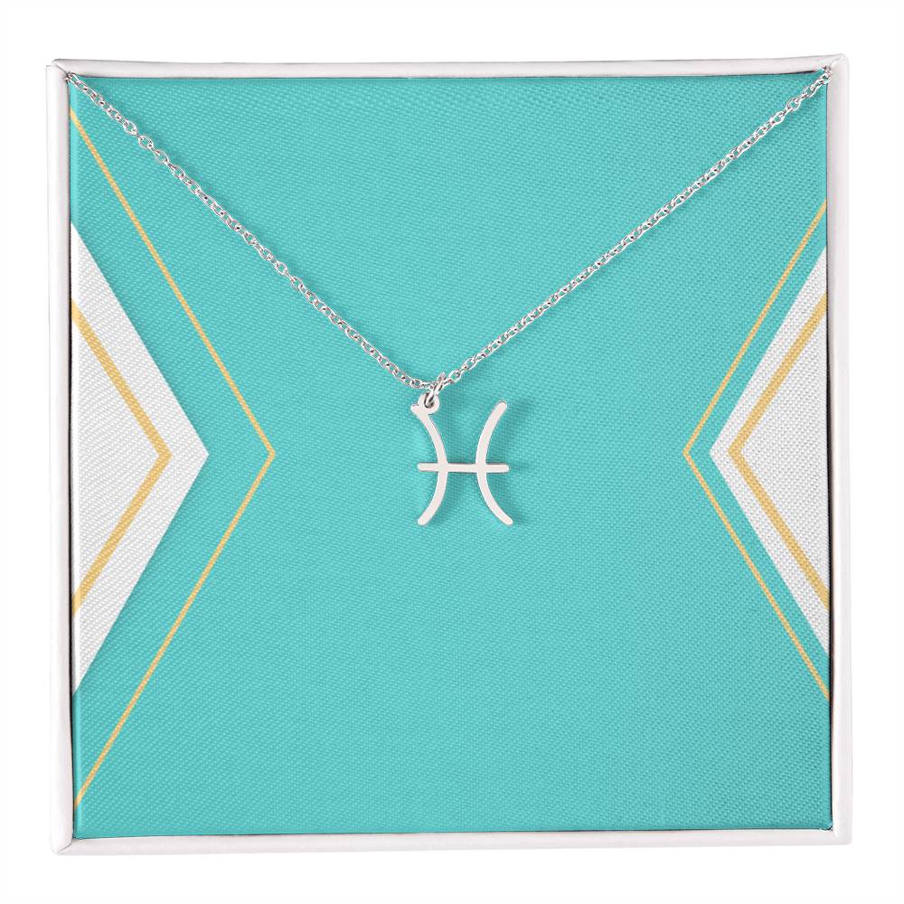 Zodiac Necklace in Polished Steel or 18K Gold Finish