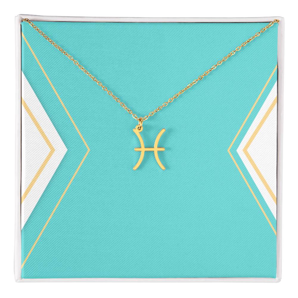 Zodiac Necklace in Polished Steel or 18K Gold Finish