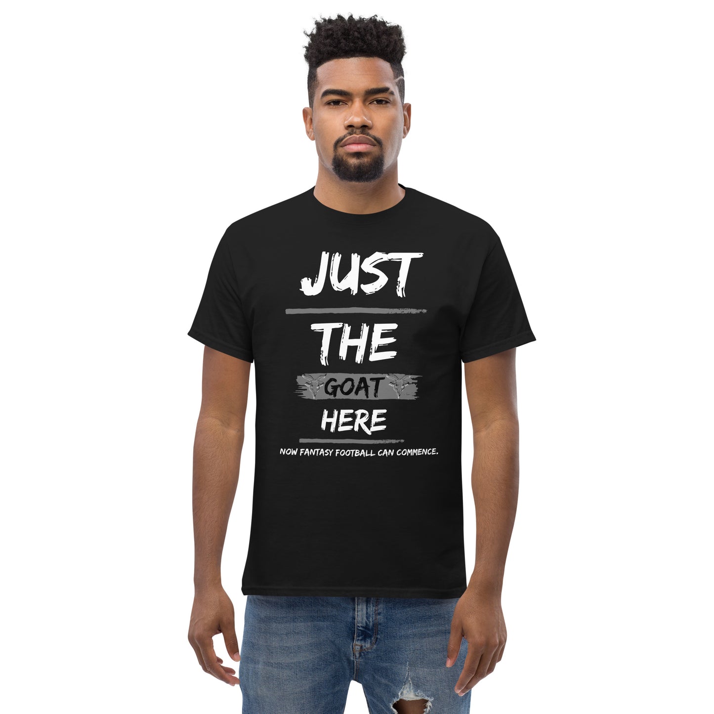 Sólo la cabra aquí camiseta de los hombres