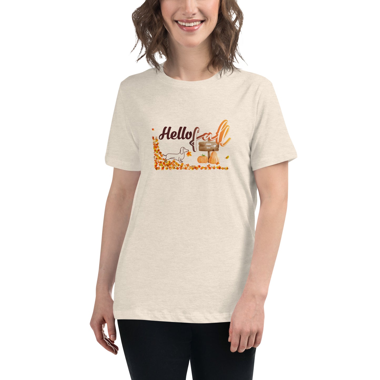 Hello Fall Dachshund - Camiseta para mujer