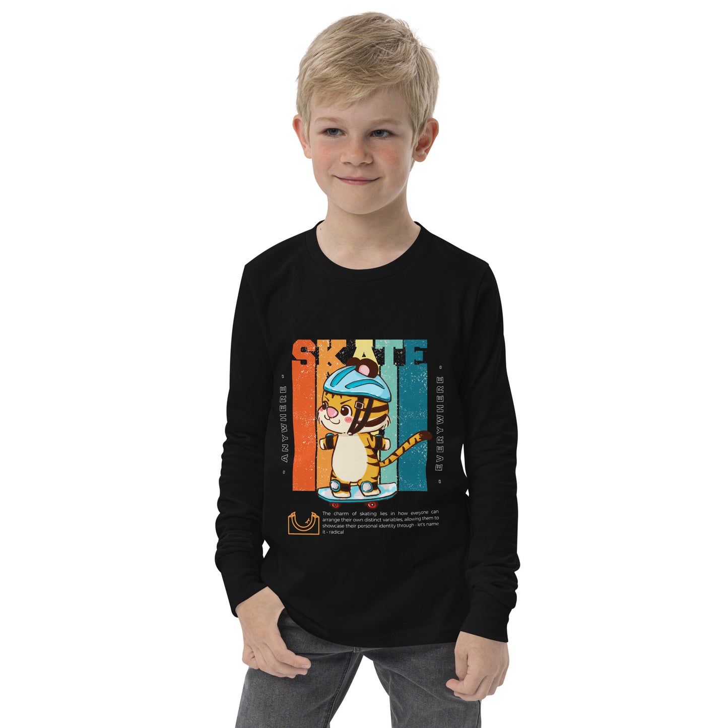 Skateboard - Camiseta de manga larga juvenil