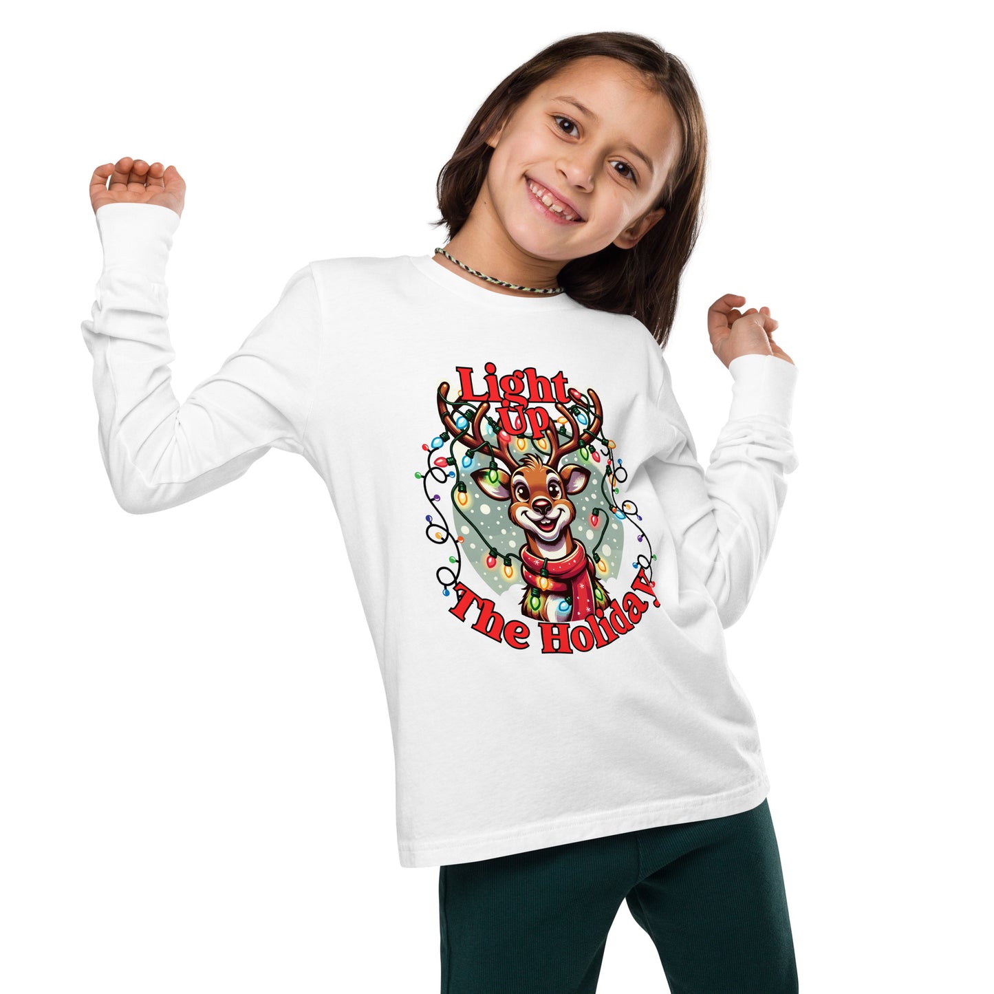 Reindeer Antler Lights Kids' long sleeve tee Brighten Up the Festive Season