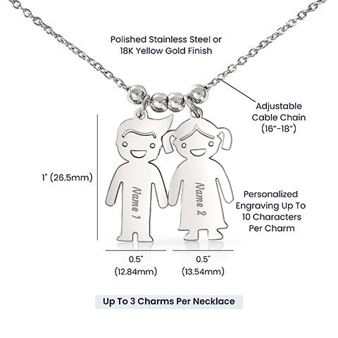 Collar con colgante para niño y cuadro de mensaje para mamá
