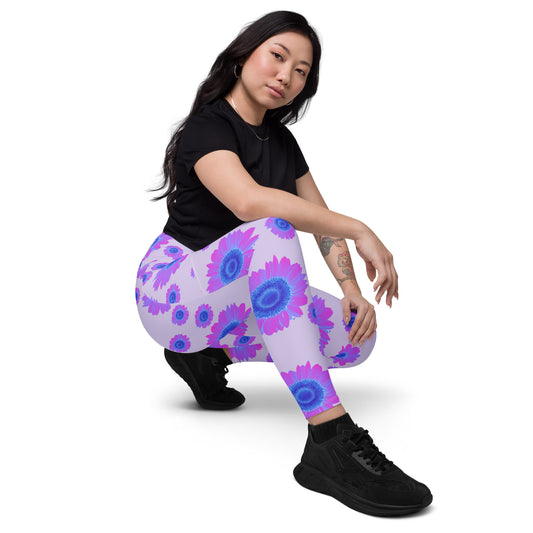 Purple Pink Sunflower Leggings with pockets