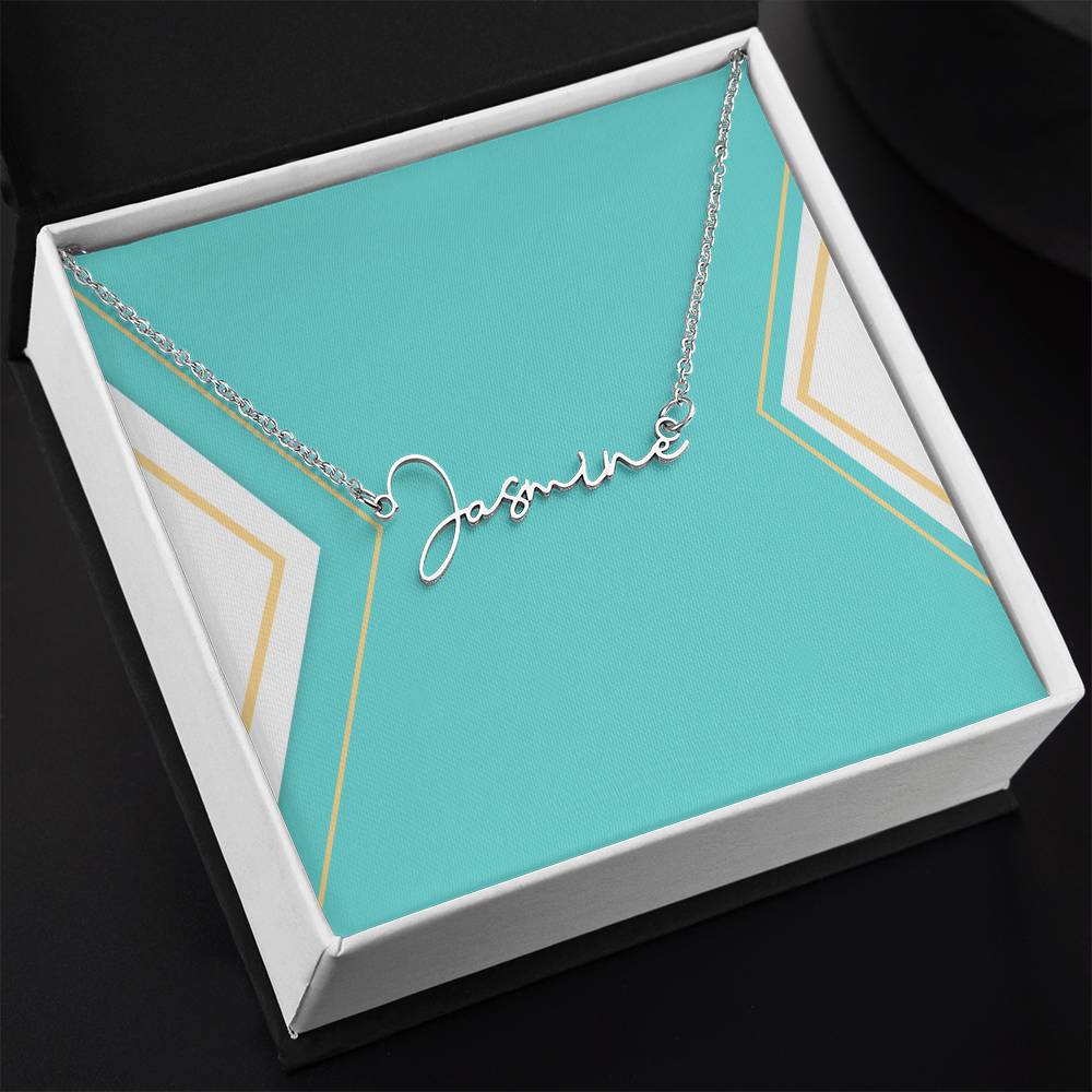Script Name Necklace in Polished Steel or 18k Gold