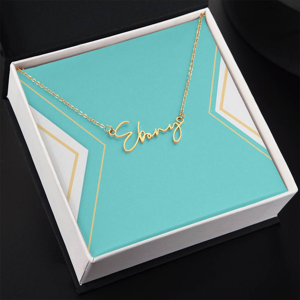 Script Name Necklace in Polished Steel or 18k Gold