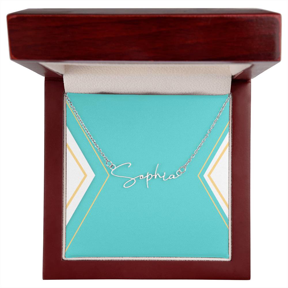 Script Name Necklace in Polished Steel or 18k Gold