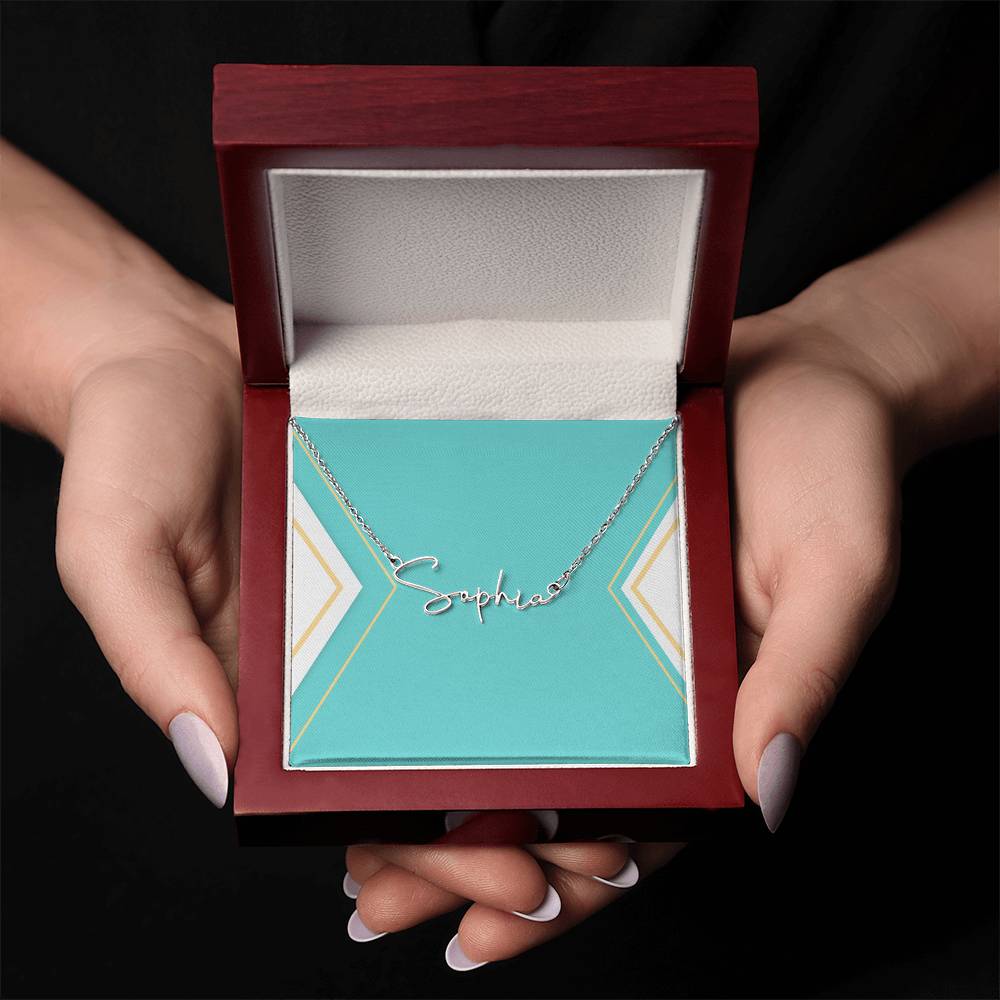 Script Name Necklace in Polished Steel or 18k Gold