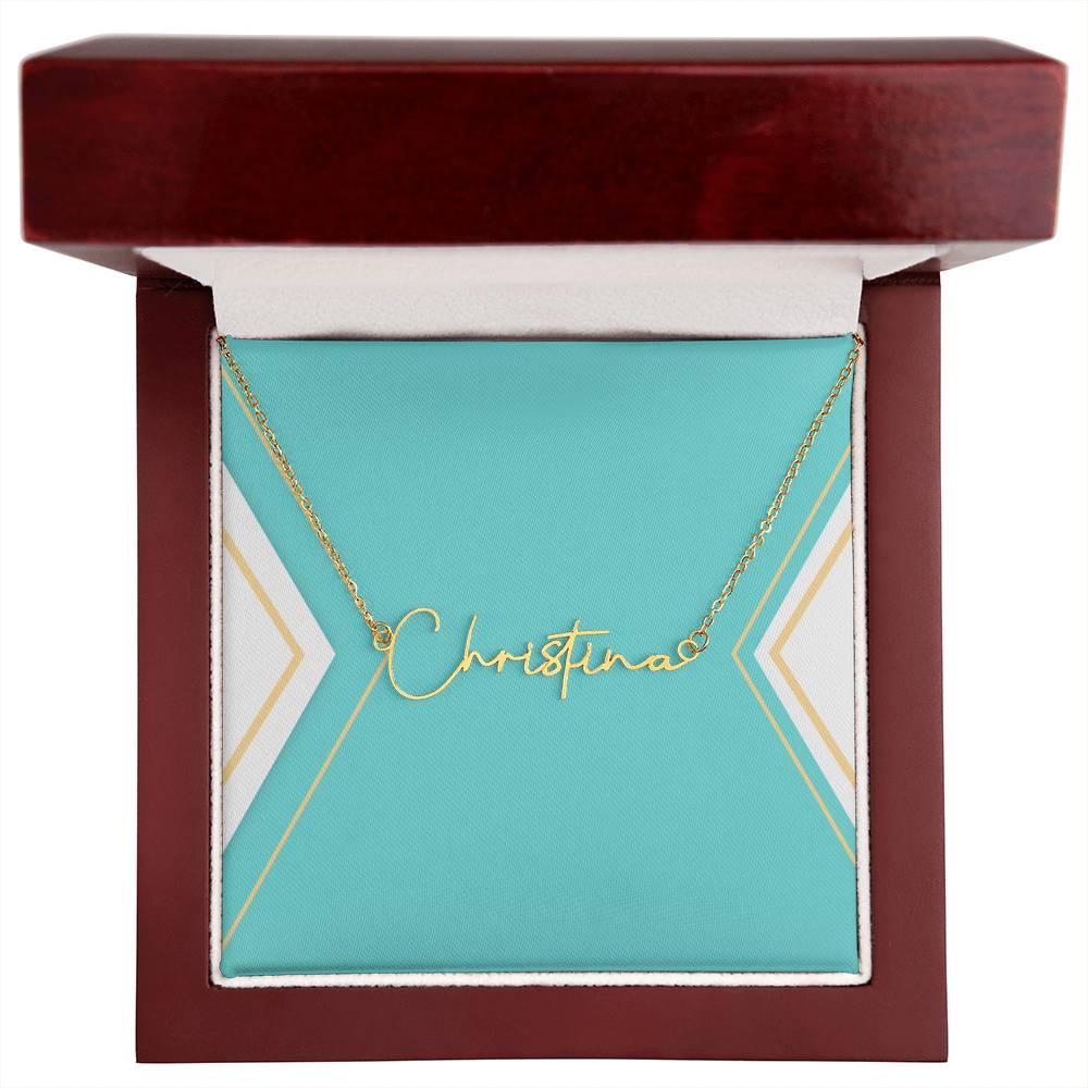 Script Name Necklace in Polished Steel or 18k Gold