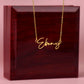 Script Name Necklace in Polished Steel or 18k Gold