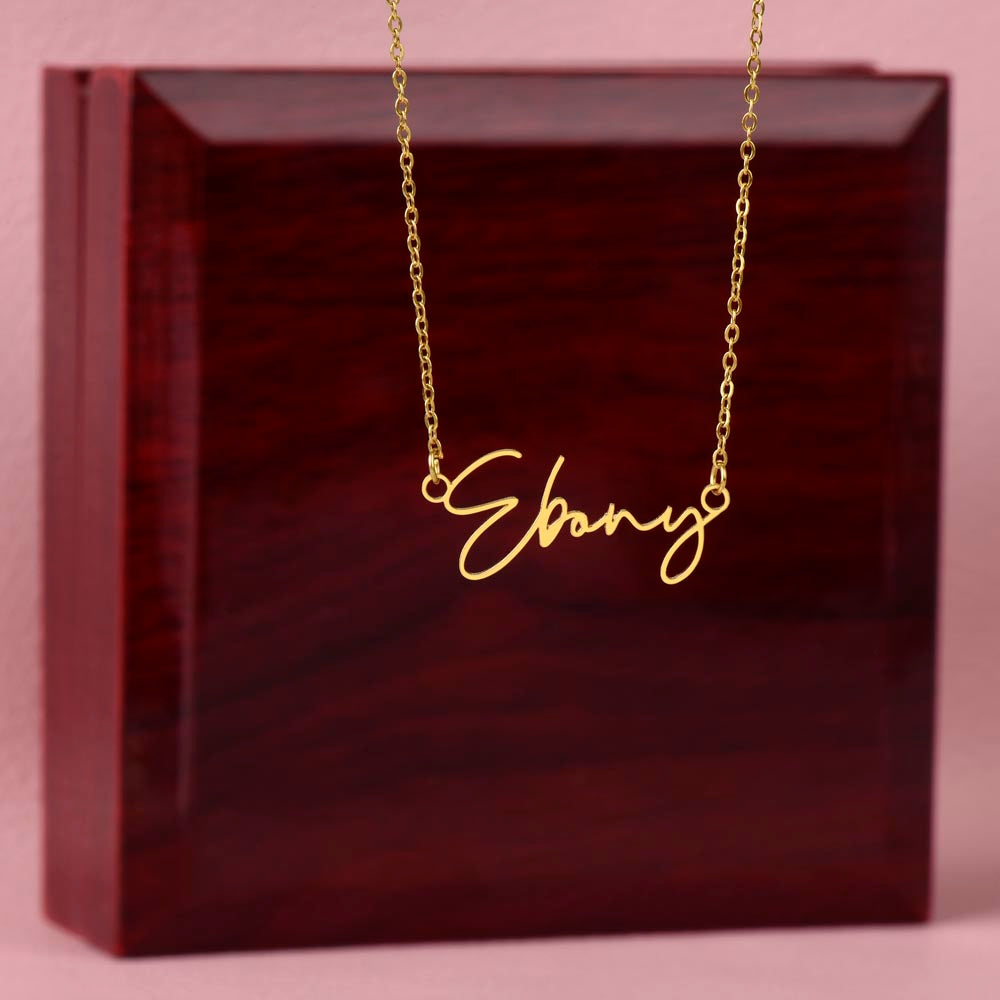 Script Name Necklace in Polished Steel or 18k Gold