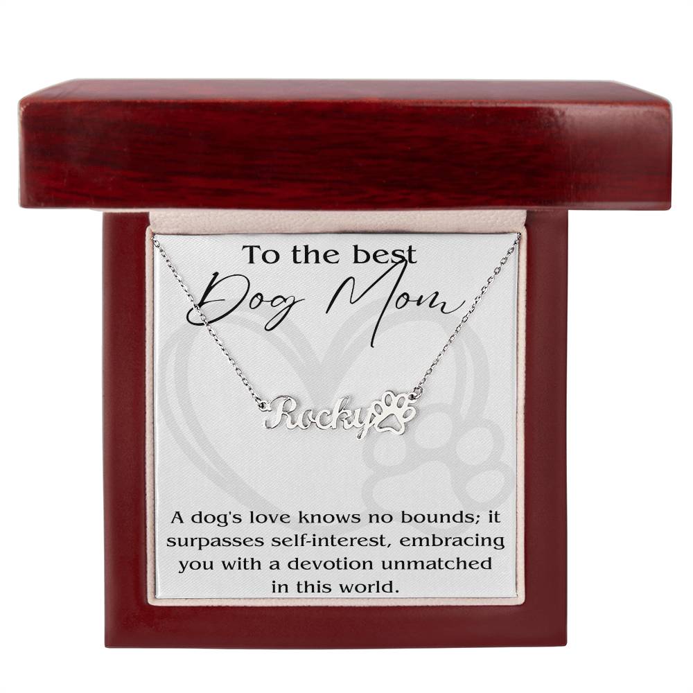 Dog Necklace with custom Mom box message