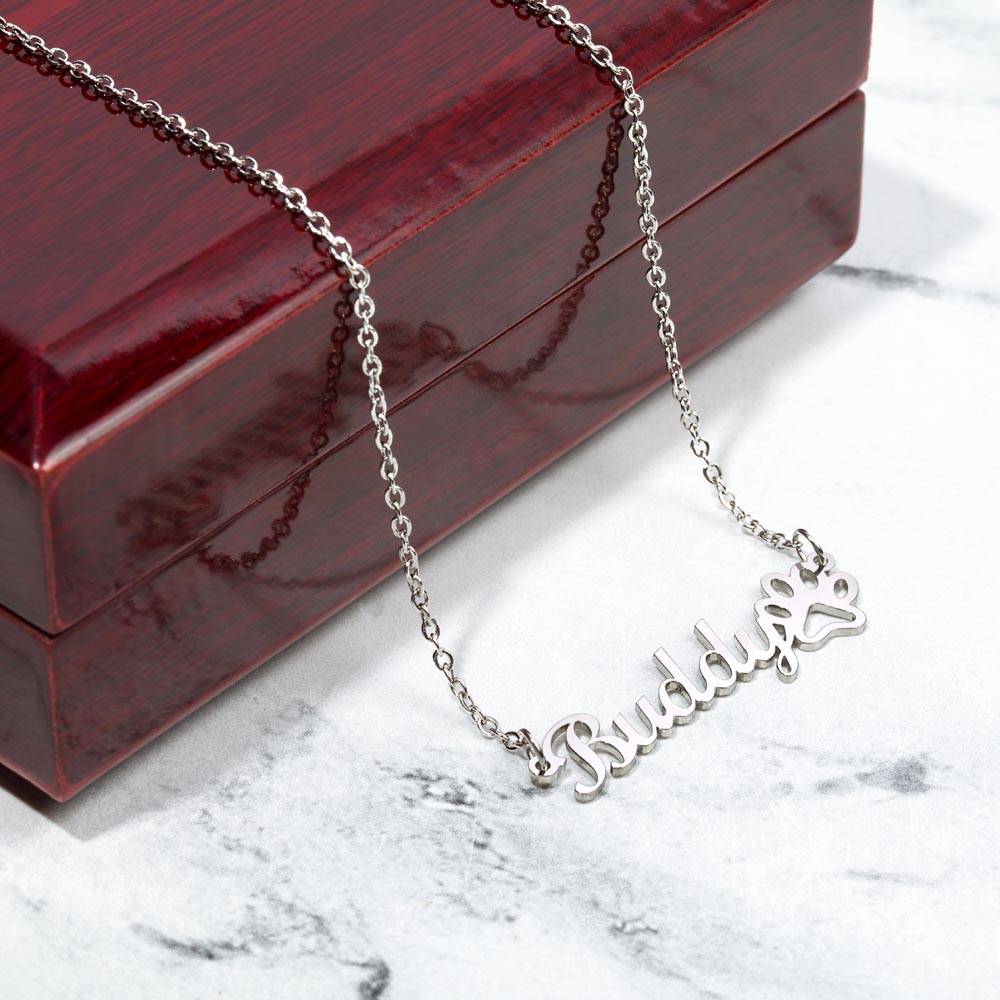 Dog Necklace with custom Dad box message