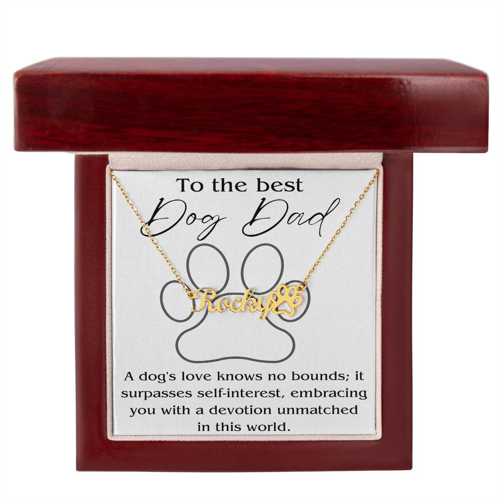 Dog Necklace with custom Dad box message