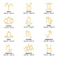 Zodiac Necklace in Polished Steel or 18K Gold Finish