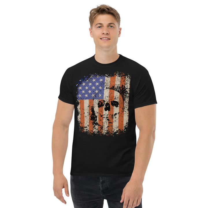 Rustic American Flag Skull Men's Tee Shirt