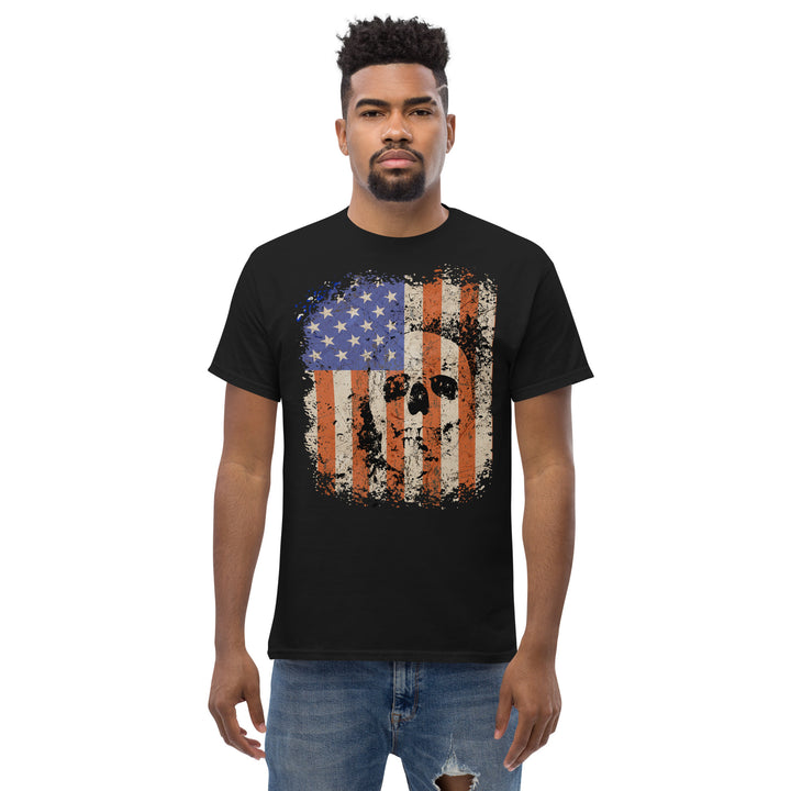Camiseta rústica con bandera americana y calavera para hombre