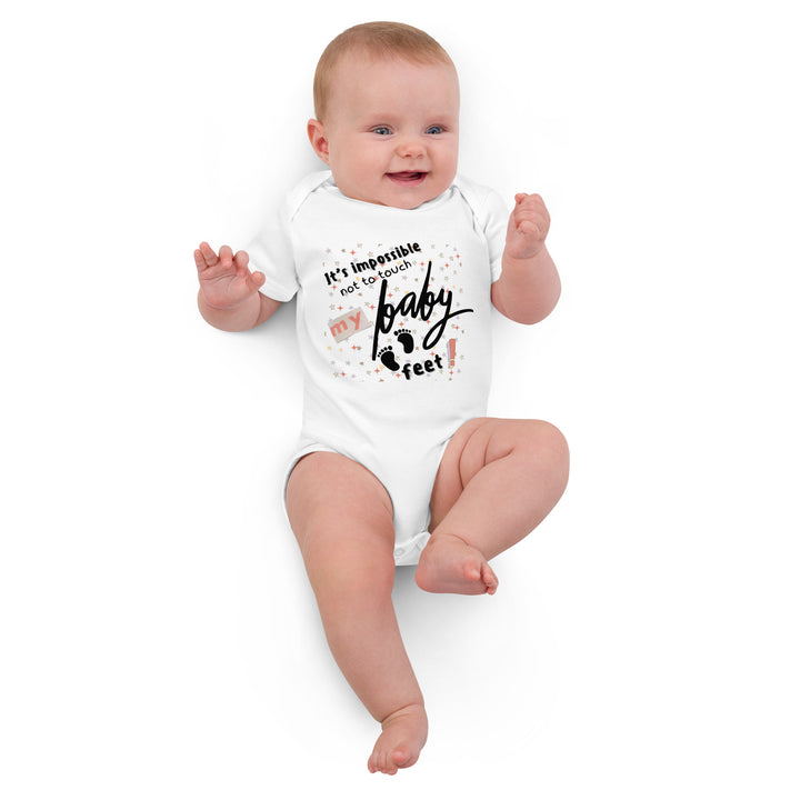 It's Impossible Not to Touch my Baby Feet Organic cotton baby bodysuit