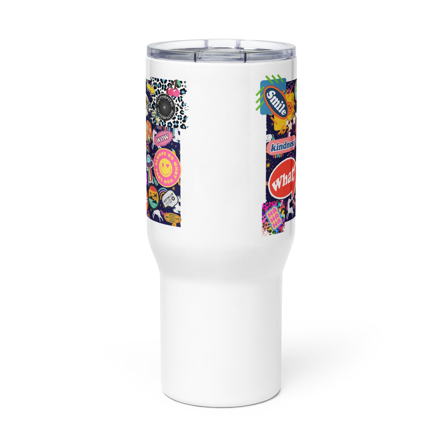 Patches to make you smile Tumbler mug with a handle