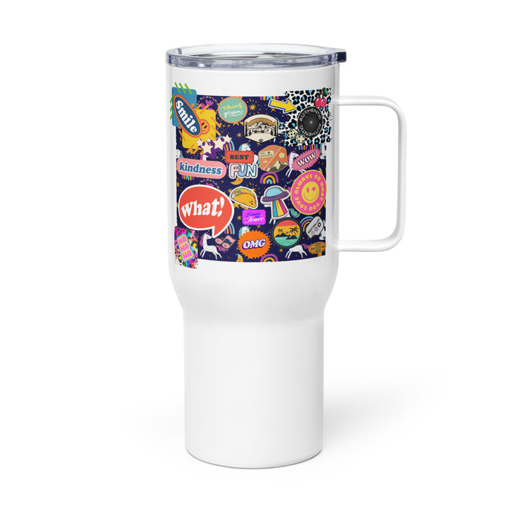 Patches to make you smile Tumbler mug with a handle