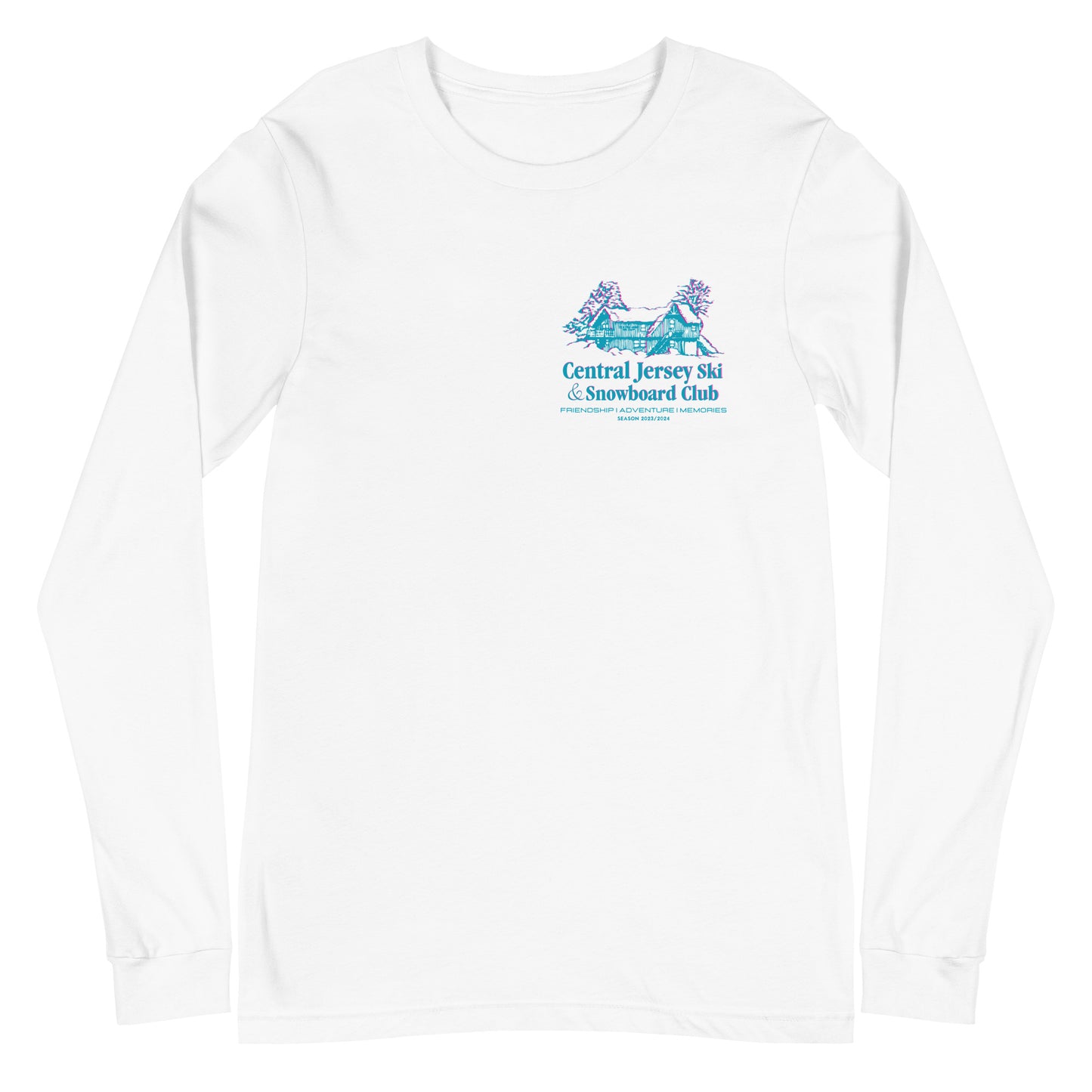 Central Jersey Ski and Snowboard Club Pink Theme Background Long Sleeve Tee
