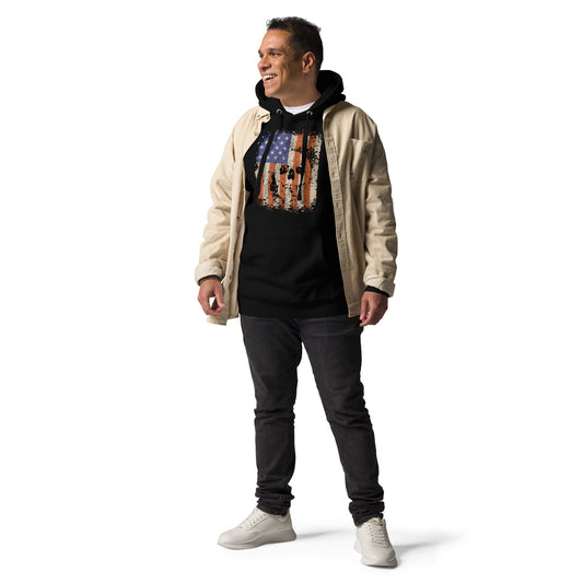 Rustic American Flag Skull Unisex Hoodie