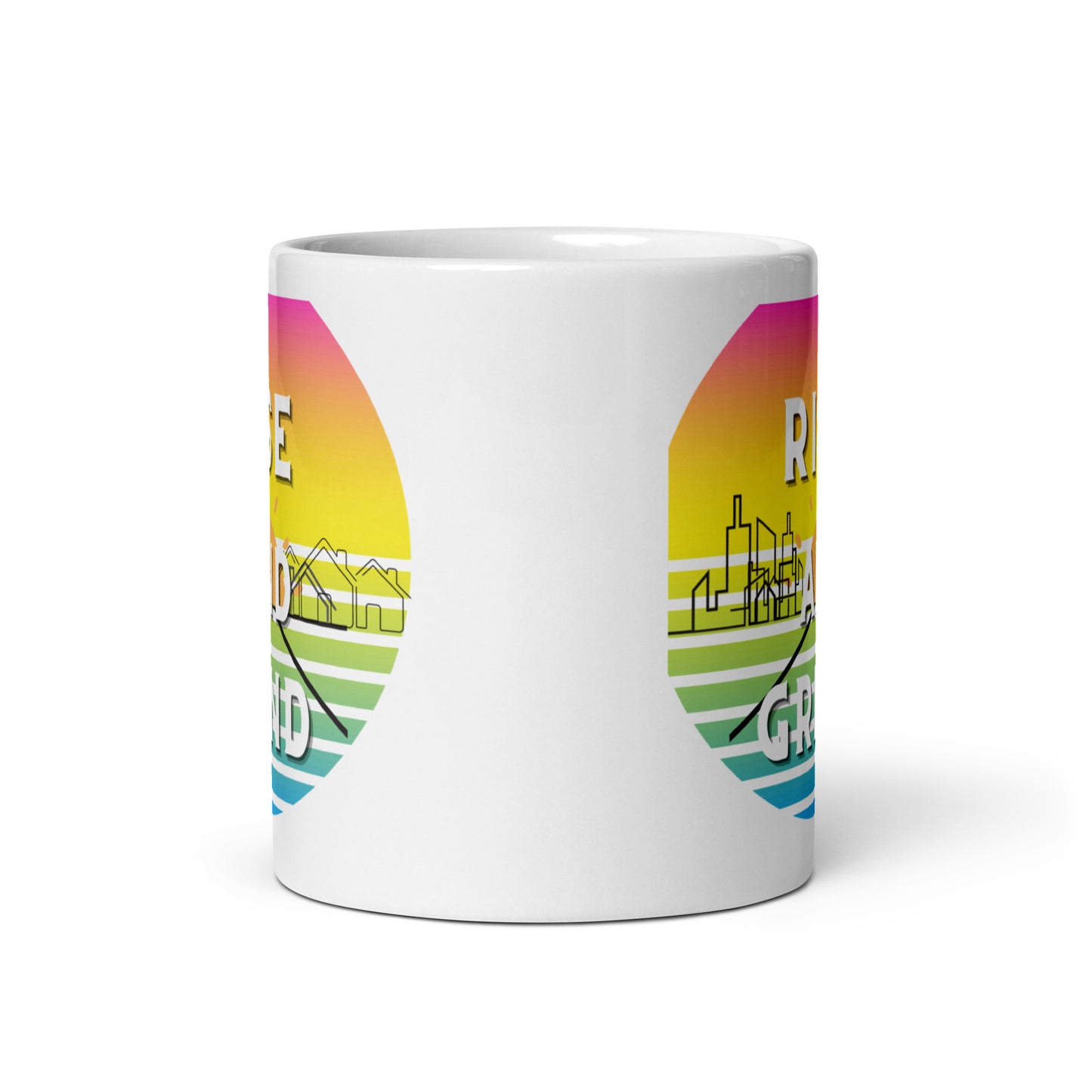 Rise and Grind White glossy mug