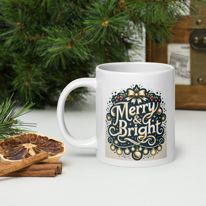 Merry & Bright White Glossy 20 oz. Mug