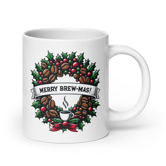 Merry Brew-Mas White 20 oz. glossy mug