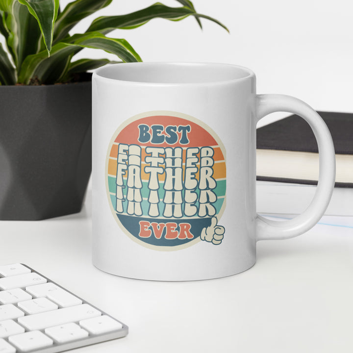 Best Father Ever 20oz Coffee Mug - Thumbs-Up Design in White