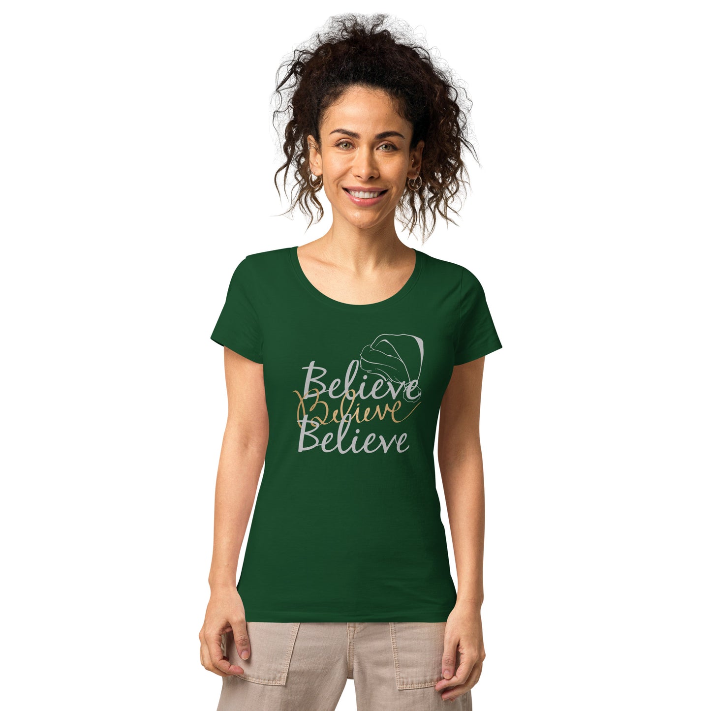 Camiseta orgánica mujer Believe Christmas