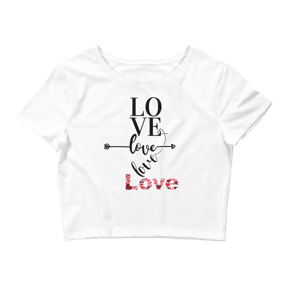 Quadruple Love White Women’s Crop Tee