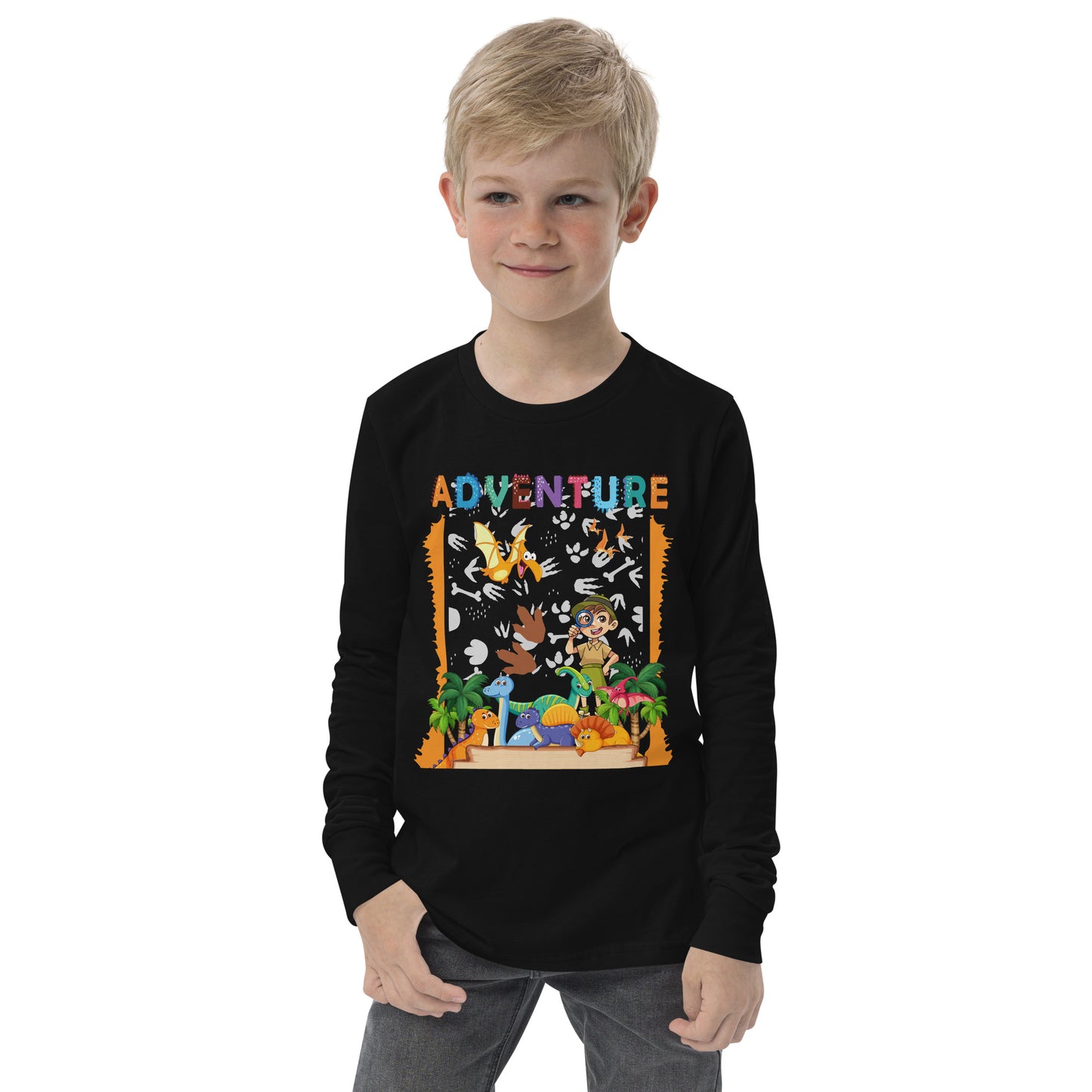 Adventure Dinosaurs Youth Long Sleeve Tee Shirt