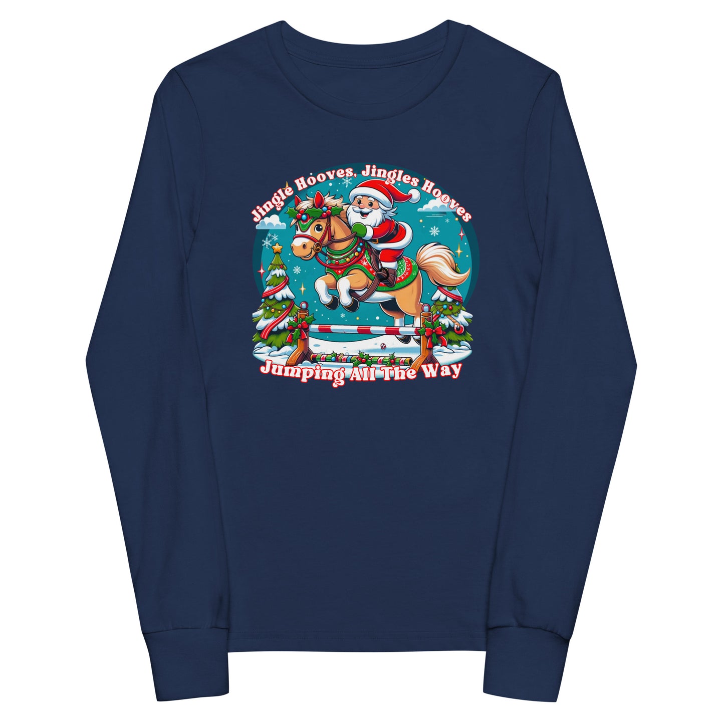 Jingle Hooves Santa Horse Kids' long sleeve tee - Holiday Gallop into Joy