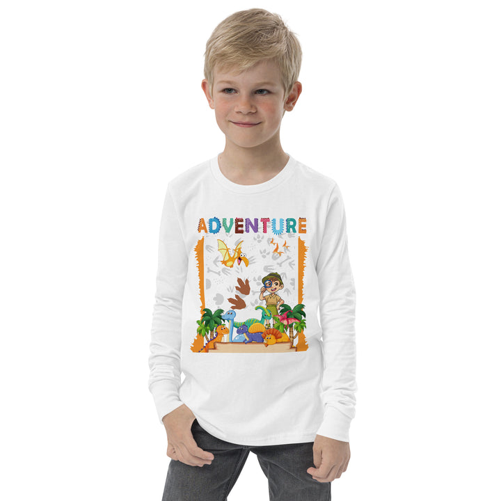 Camiseta de manga larga juvenil de dinosaurios de aventura