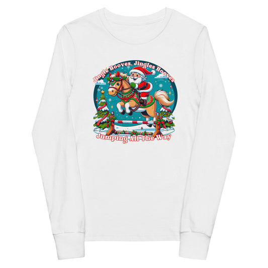 Jingle Hooves Santa Horse Kids' long sleeve tee - Holiday Gallop into Joy