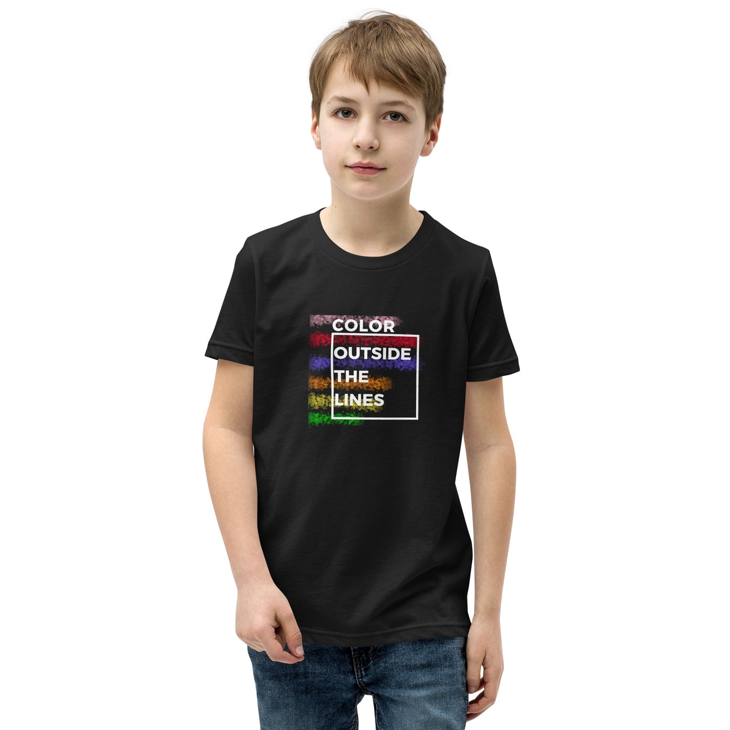 Color Outside The Lines - Youth Black Short Sleeve Tee Shirt
