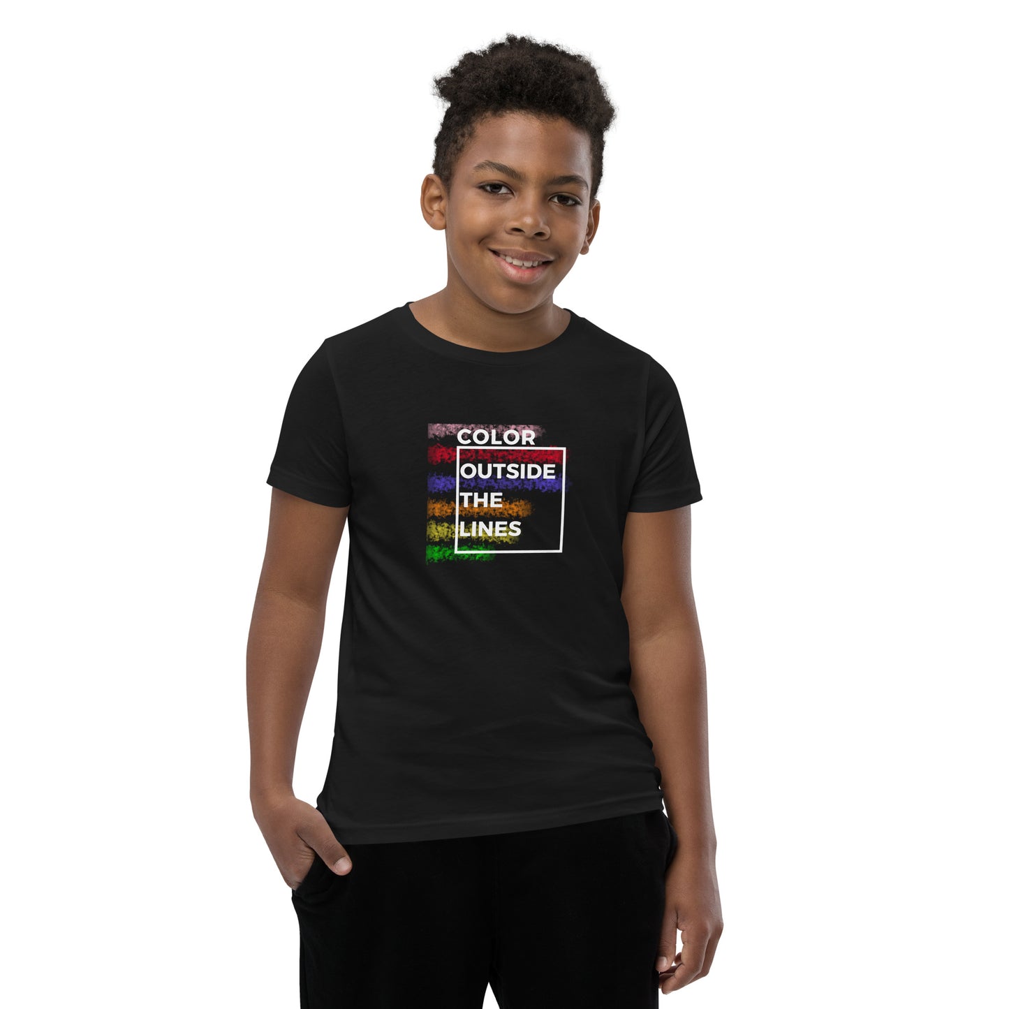 Color Outside The Lines - Youth Black Short Sleeve Tee Shirt