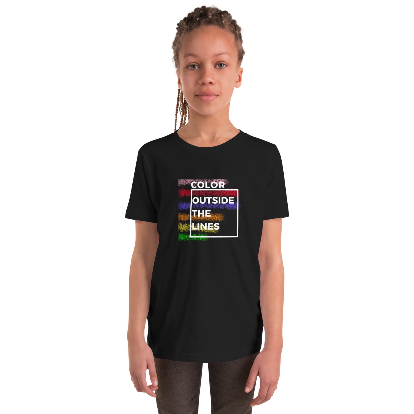 Color Outside The Lines - Youth Black Short Sleeve Tee Shirt