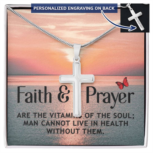 Cross Necklace with Faith and Prayer message card