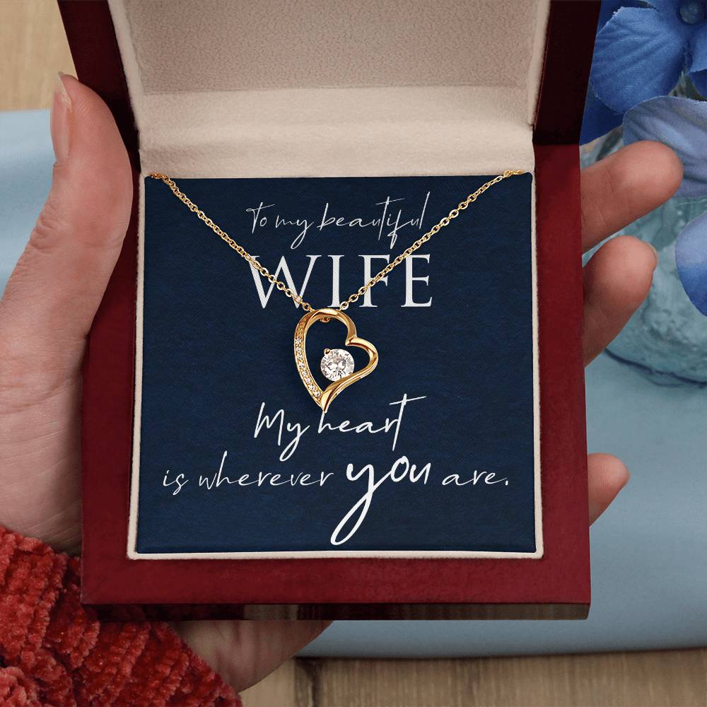 Collar Forever Love con cuadro de mensaje para esposa